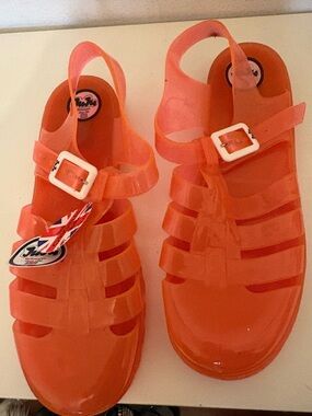 Women’s Orange Jelly Buckle Sandals